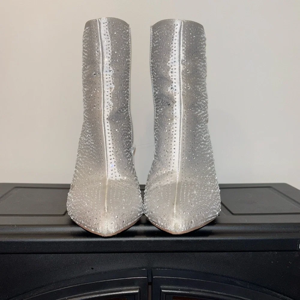 Silver Rhinestone Ankle Boots - Picture 3 of 5